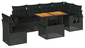 VidaXL Polyrattan Kerti Ülőgarnitúra - 7 részes - Fekete