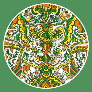 "Nyár" mandala zöld háttérrel egyedi műalkotás nyomat falikép