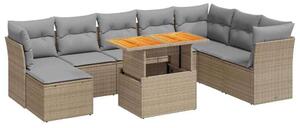VidaXL Polyrattan Kerti Ülőgarnitúra - 9 részes - Bézs
