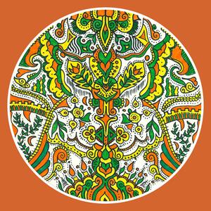 "Nyár" mandala terrakotta narancs háttérrel egyedi műalkotás nyomat falikép