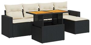 VidaXL Polyrattan Kerti Ülőgarnitúra - 6 részes - Fekete