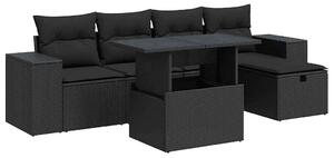 VidaXL Polyrattan Kerti Ülőgarnitúra - 6 részes - Fekete