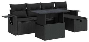 VidaXL Polyrattan Kerti Ülőgarnitúra - 6 részes - Fekete
