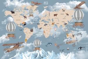 Öntapadó tapéta csodás gyermek térkép állatokkal