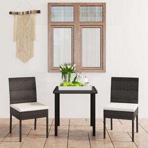 Polyrattan Kerti Étkezőgarnitúra - 3 részes - Fekete