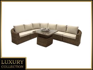 Deokork Rattan moduláris készlet sarok BORNEO LUXURY 6 személyes (barna)
