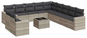 VidaXL Polyrattan Kerti Ülőgarnitúra - 12 részes - Világosszürke