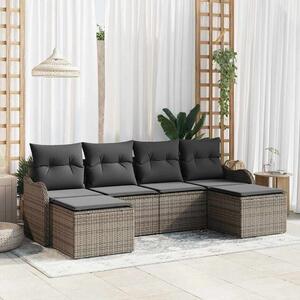 VidaXL Kerti Kanapé Szett párnával 6 pcs Szürke Poli rattan