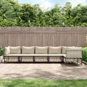 VidaXL Polyrattan Kerti Ülőgarnitúra - 6 részes - Antracit Szürke
