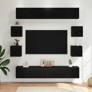 VidaXL TV szekrény garnitúra 10 pcs 180 x 30 x 30 cm Fekete Tölgy