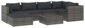 VidaXL - Polyrattan Kerti Ülőgarnitúra - 7 részes - Szürke