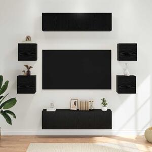 VidaXL TV szekrény garnitúra 8 pcs 120 x 30 x 30 cm Fekete Tölgy