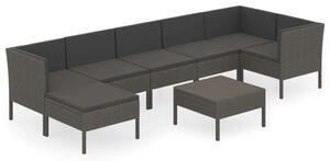 VidaXL 8 részes szürke polyrattan kerti ülőgarnitúra párnákkal
