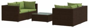Polyrattan Kerti Ülőgarnitúra - 5 részes - Barna
