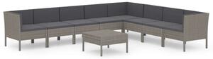 Polyrattan Kerti Ülőgarnitúra - 9 részes - Szürke