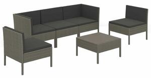 Polyrattan Kerti Ülőgarnitúra - 6 részes - Szürke