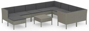 Polyrattan Kerti Ülőgarnitúra - 11 részes - Szürke