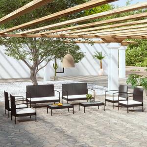 Polyrattan Kerti Ülőgarnitúra - 8 részes - Fekete