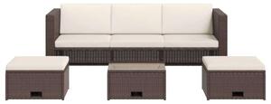 VidaXL 4-részes barna polyrattan kerti bútorszett párnákkal