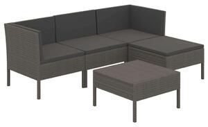 VidaXL 5 részes szürke polyrattan kerti ülőgarnitúra párnákkal