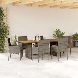 VidaXL Polyrattan Kerti Étkezőgarnitúra - 7 részes - Szürke