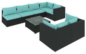 VidaXL Polyrattan Kerti Ülőgarnitúra - 8 részes - Fekete