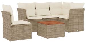 VidaXL Polyrattan Kerti Ülőgarnitúra - 6 részes - Bézs