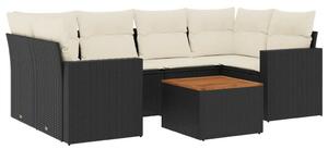 VidaXL Polyrattan Kerti Ülőgarnitúra - 7 részes - Fekete