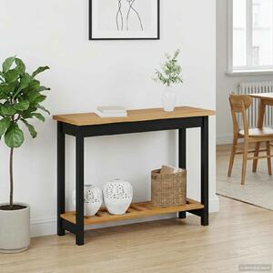 VidaXL Konzolasztal EKAI Fekete 112 x 35 x 76 cm Tömör Fenyőfa