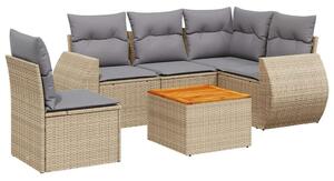 VidaXL Polyrattan Kerti Ülőgarnitúra - 6 részes - Bézs