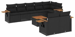 VidaXL Polyrattan Kerti Ülőgarnitúra - 9 részes - Fekete