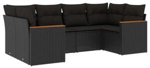 VidaXL Polyrattan Kerti Ülőgarnitúra - 6 részes - Fekete