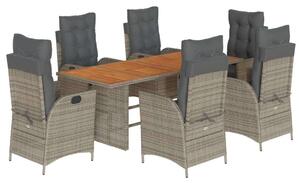 VidaXL Polyrattan Kerti Étkezőgarnitúra - 7 részes - Szürke