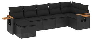 VidaXL Polyrattan Kerti Ülőgarnitúra - 7 részes - Fekete