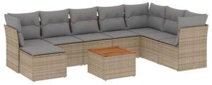 VidaXL Polyrattan Kerti Ülőgarnitúra - 9 részes - Bézs