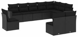 VidaXL Polyrattan Kerti Ülőgarnitúra - 10 részes - Fekete