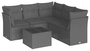VidaXL Polyrattan Kerti Ülőgarnitúra - 6 részes - Fekete