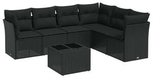 Polyrattan Kerti Ülőgarnitúra - 7 részes - Fekete