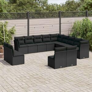 VidaXL Polyrattan Kerti Ülőgarnitúra - Fekete - 13 részes