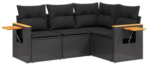 VidaXL Polyrattan Kerti Ülőgarnitúra - 4 részes - Fekete