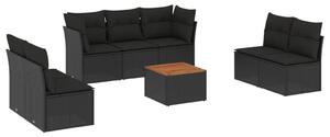 VidaXL Polyrattan Kerti Ülőgarnitúra - 8 részes - Fekete