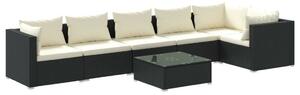 VidaXL Kerti Ülőgarnitúra - 7 részes - Fekete Polyrattan