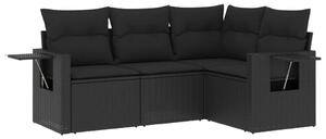 VidaXL Polyrattan Kerti Ülőgarnitúra - 4 részes - Fekete