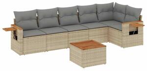 VidaXL Polyrattan Kerti Ülőgarnitúra - 7 részes - Bézs