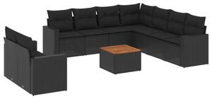 VidaXL Polyrattan Kerti Ülőgarnitúra - 10 részes - Fekete