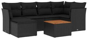 Polyrattan Kerti Ülőgarnitúra - 7 részes - Fekete