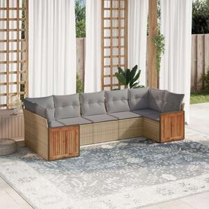 VidaXL Polyrattan Kerti Ülőgarnitúra - 7 részes - Bézs