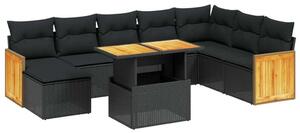 VidaXL Polyrattan Kerti Ülőgarnitúra - 9 részes - Fekete