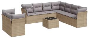 VidaXL 10 részes bézs polyrattan kerti ülőgarnitúra párnával