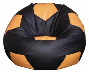 JAKS Produkt XXXL futball labda alakú babzsákfotel lábtartóval fekete-narancssárga